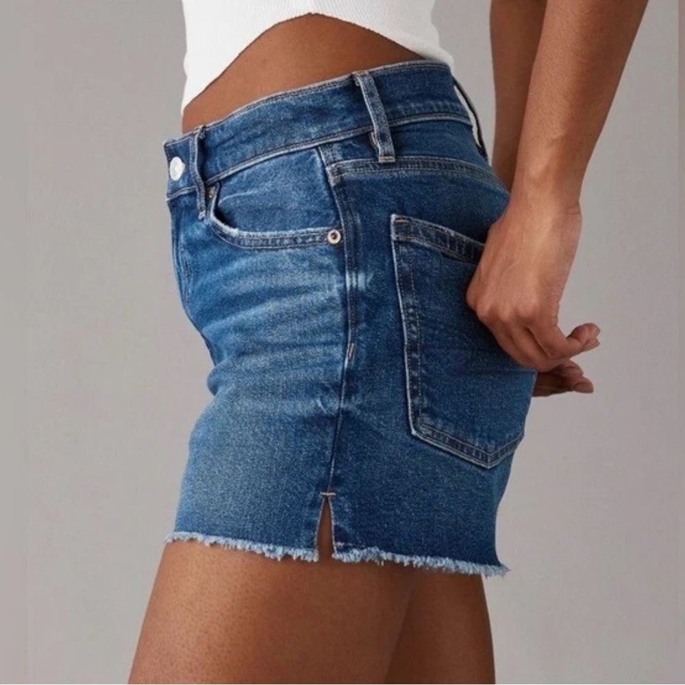 AE Strigid Super High-Waisted Relaxed Denim Short Indigo preowned 4